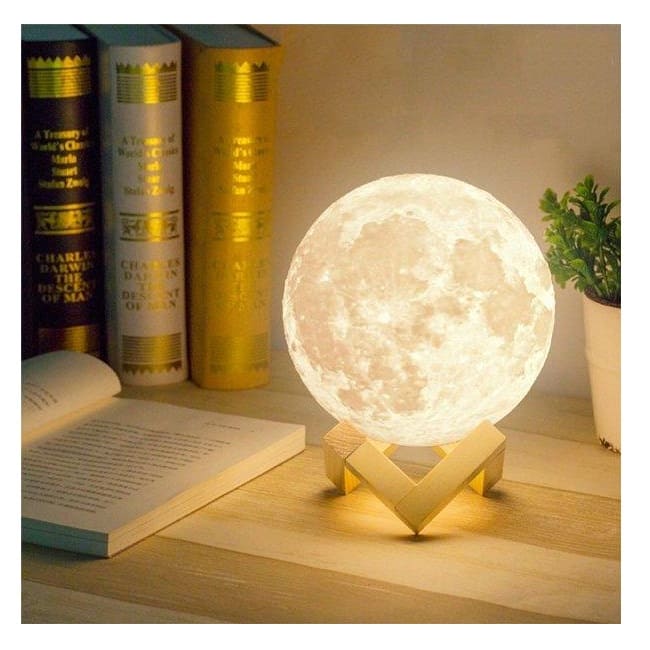 LAMPARA DE LUNA 3D 18cm CON CONTROL REMOTO.